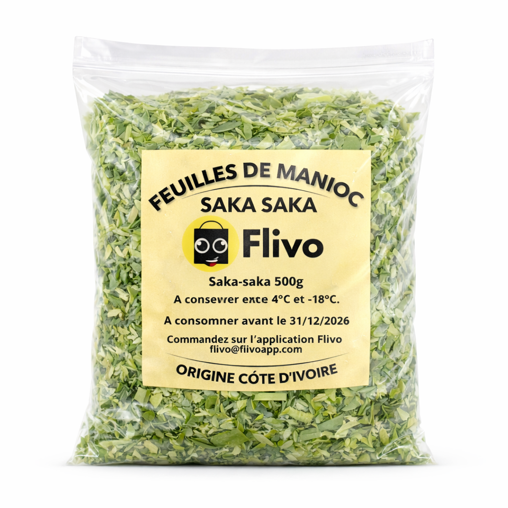Feuilles de Manioc Concassées – Saka-Saka / Pondu 500g