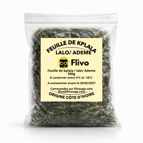Feuilles de Kplala /Ademe/ Lalo / Crincrin lavées surgelées – 500g