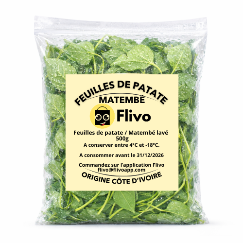 Feuilles de patate lavées congelées (Matembélé) – 500 g