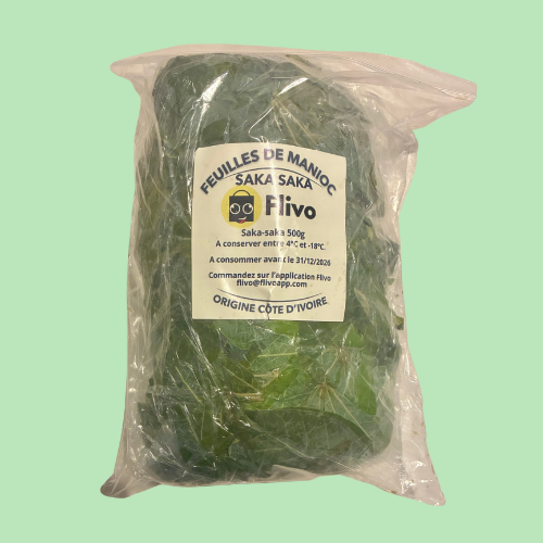 Feuilles de manioc - Saka-Saka - Pondu fraîches, lavées et congelées 500g