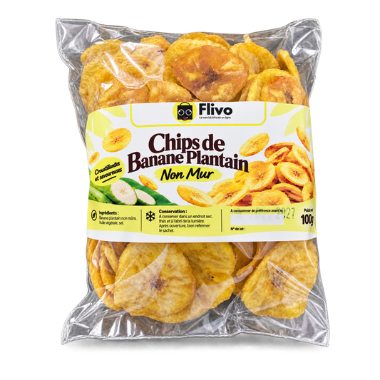Chips de banane plantain non mûre – 100 g